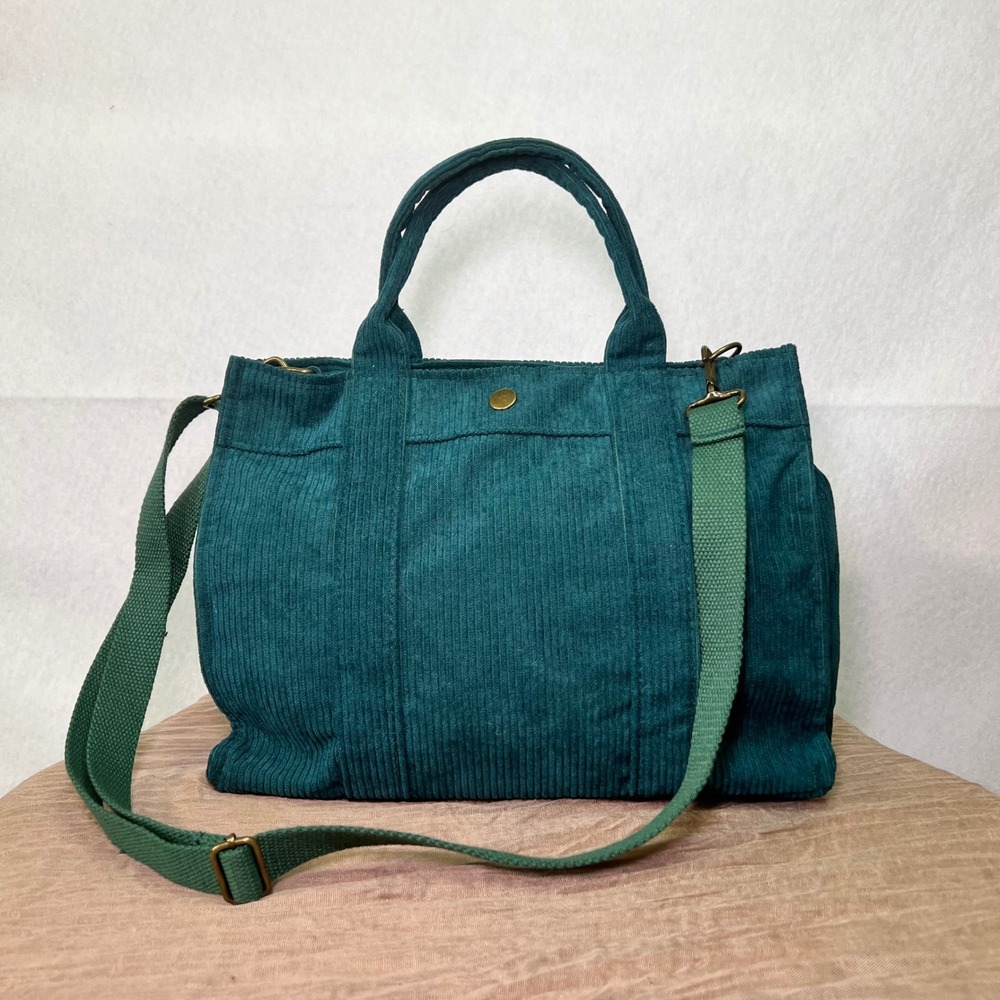 Camier Teal Green Corduroy Cottagecore Dark Academia Earth Indie‎ Handbag